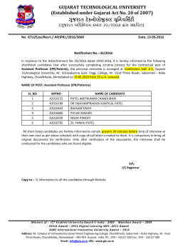 List of shortlisted candidates for the contractual post of Assistant professor (IPR/Patents)