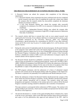 Guidelines for Submission of the Synopsis and the Thesis