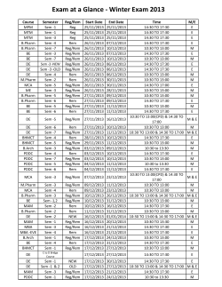 Exam at a Glance - Winter Exam 2013