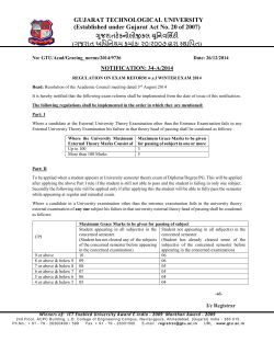 Notification No: 34/2014 Regarding Exam Reforms w.e.f. Winter 2014.