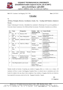 Circular on Antiragging 'Monitoring Cell