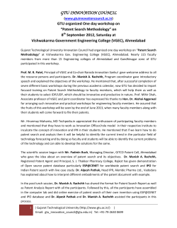 Patent search methodology at VGEC