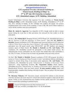 GTU organized Two days Advanced workshop on &ldquo;Patent Search, Drafting Filing&rdquo; on 27th 28th July 2013