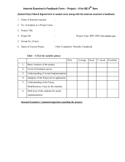Internal Examiner s Feedback Form &ndash; Project &ndash; II for BE 8th Sem