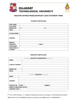 INDUSTRY DEFINED PROBLEM/PROJECT (IDP) STATEMENT FORM