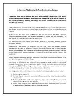 A Report on &ldquo;EngineeringDay&rdquo; celebration at L.J. Campus