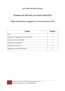 Guidelines for BE Final year Project IDPs/UDPs