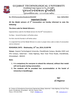Instruction for GTU&rsquo;s 3rd Convocation - Venue & Dress Code for Gold Medal Winners