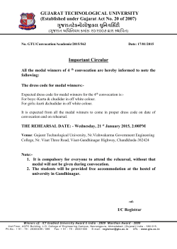 Instruction for GTU’s 4th Convocation - Venue Dress Code for Gold Medal Winners