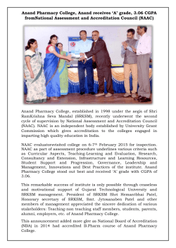 Anand Pharmacy College, Anand receives &lsquo;A&rsquo; grade, 3.06 CGPA from National Assessment and Accreditation Council (NAAC)