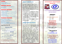 GTU is organizing five days' workshop on "Microcontroller Application in Power Electronics and Automation" during 06-10 April 2015 In collaboration with Department of Electrical Engineering, Government Engineering College, Bharuch