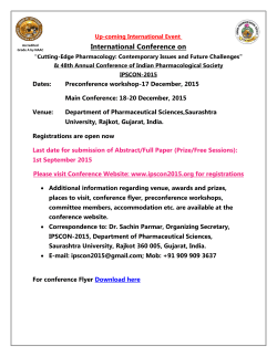 Up-coming International Event&nbsp;International Conference on "Cutting-Edge Pharmacology: Contemporary Issues and Future & 48th Annual Conference of Indian Pharmacological Society Challenges" IPSCON-2015