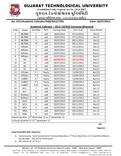 Academic Calendar 2012 - 13 (Odd Semester)(Revised)
