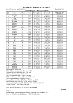 Academic Calendar &ndash; 2013-14 (Even Term)