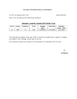 Academic calendar for MCA sem III