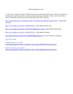 Addition and Subtraction Video Resources