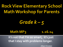 Grade K-5 Math Parent Information for Marking Period 3