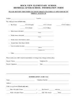 Dismissal/After School Information Form