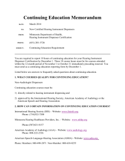 Continuing Education Memorandum (PDF: 90KB/2 pages)