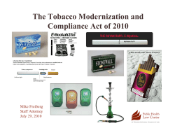 July 29, 2010 Tobacco Modernization and Compliance Act Webinar