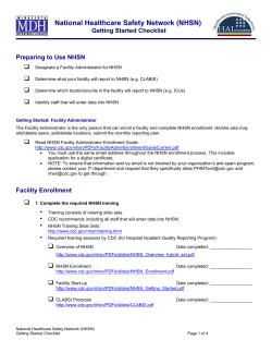 National Healthcare Safety Network (NHSN) Getting Started Checklist (PDF: 101KB/4 pages)