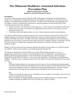 The Minnesota Healthcare-Associated Infections Prevention Plan (PDF: 121KB/20 pages)