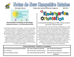 April Newsletter 2016 Spanish