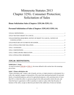 325G.06 - 325G.14 Solicitation of Sales (PDF: 154 KB/7 pp)