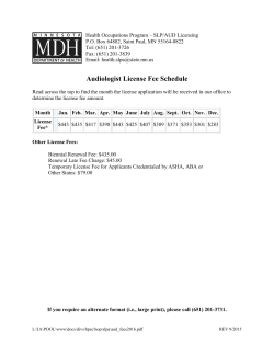 Audiologist License Fee Schedule (PDF)
