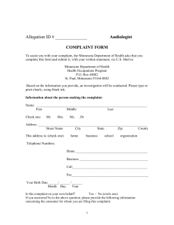 Complaint Form - Audiologist (PDF:101.38kb:7 pages)