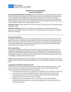 MN WIC Advisory Group Meeting - January 25, 2016 Notes (PDF) - 2/24/16