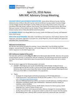 April 25, 2016 Notes - MN WIC Advisory Group Meeting (PDF) - 5/18/16