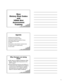 Dietary Risk Codes and VENA Diet Assessment Training PowerPoint Presentation (PDF)