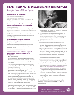 Infant Nutrition During a Disaster (PDF)
