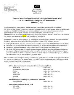 The MDH list of ANSI/NSF Standard 60 Certified Well Drilling Aids and Well Sealants. (PDF)