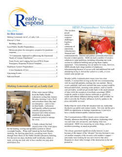 April 2014 Ready to Respond MDH Preparedness Newsletter (PDF: 567KB/5 pages)