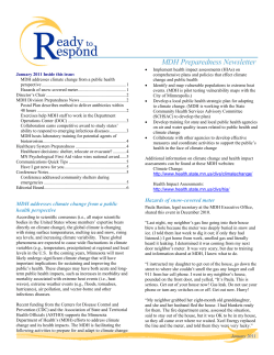 January 2011 Ready to Respond MDH Preparedness Newsletter (PDF: 141KB/6 pages)