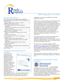 June 2011 Ready to Respond MDH Preparedness Newsletter (PDF: 468KB/6 pages)