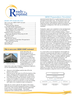 October 2011 Ready to Respond MDH Preparedness Newsletter (PDF: 480KB/6 pages)