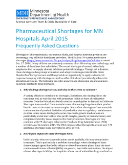 Pharmaceutical Shortages for MN Hospitals (PDF: 4 pages)