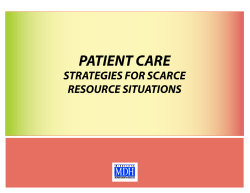 Patient Care Strategies for Scarce Resource Situations (PDF: 517KB/46 pages)
