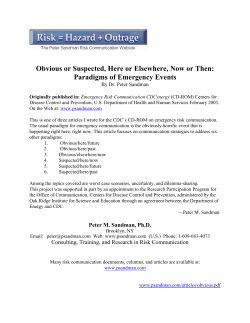 Obvious or Suspected, Here or Elsewhere, Now or Then: Paradigms of Emergency Events (PDF)