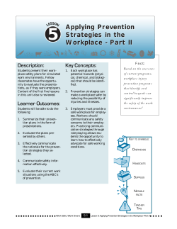 Lesson 5: Applying Prevention Strategies in the Workplace - Part II (PDF: 113 KB/8 pages)