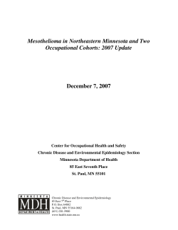 Mesothelioma in Northeastern Minnesota and Two Occupational Cohorts: 2007 Update, December 7, 2007