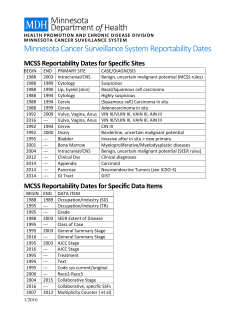 MCSS Reportability Dates for Specific Diagnoses, Data Items, Coding Manuals (PDF)