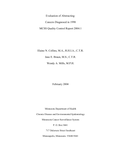 Evaluation of abstracting: cancers diagnosed in 1998