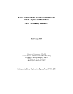 Cancer Incidence Rates in Northeastern Minnesota with an Emphasis on Mesothelioma