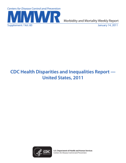 CDC Health Disparities and Inequalities Report - United States, 2011: Current Asthma Prevalence - United States, 2006-2008 Centers for Disease Control and Prevention. Morbidity and Mortality Weekly Report 2011;60(Suppl):84-86.