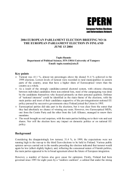 The European Parliament Election in Finland, June 13 2004