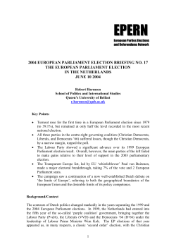 The European Parliament Election in the Netherlands, June 10 2004